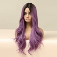 thumbnail image 6 of BERON Ombre Purple Long Wavy Wig Middle Part Wig for Women Heat Resistant Natural Looking Hair Wig for Party Cosplay, 6 of 7