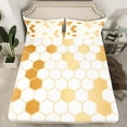 thumbnail image 2 of Homewish White Gold Honeycomb Bed Sheets for Adult, Modern Fashion Abstract King Sheets, Chic Hexagon Sheet Set, Ultra Soft Bedroom Decor, 4 Pieces, 2 of 7