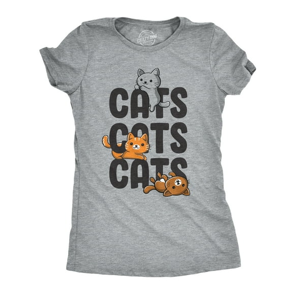 Womens Cats Cats Cats T Shirt Funny Pet Kitty Lover Tee (Heather Grey) - S