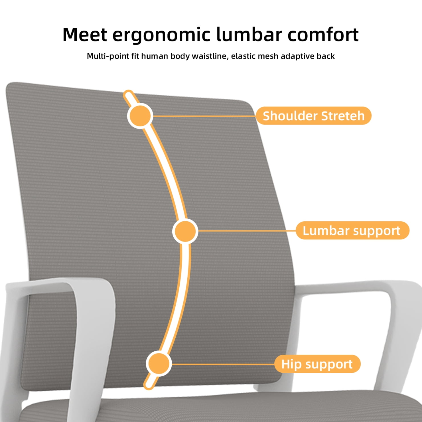 Modern Office Chair No Wheels, Ergonomic Study Chair with Handrail and Steel Legs, Comfy Home Office Desk Chairs with Ultra Thick Cushion, White+Gray
