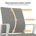 thumbnail image 3 of Modern Office Chair No Wheels, Ergonomic Study Chair with Handrail and Steel Legs, Comfy Home Office Desk Chairs with Ultra Thick Cushion, White+Gray, 3 of 9