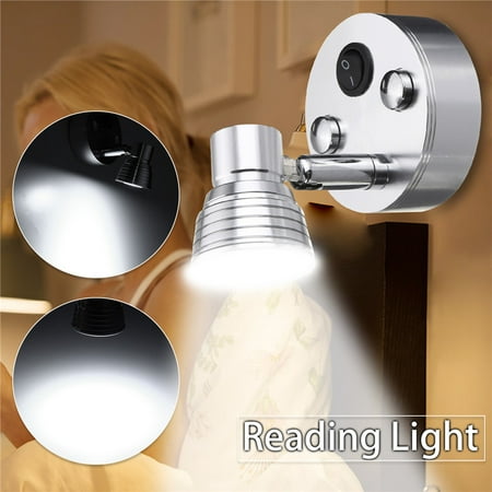 Side Wall Light Sconce - Adjustable LED Wall Mount Light Rotating Sconce Bedside Bedroom Reading Boat RV Lighing Fixture For Yacht Motorhome White
