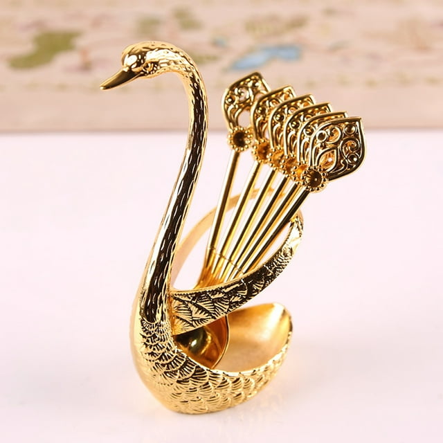 Clever crown silver swan spoon set, metal craft Tableware,Golden