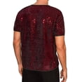 thumbnail image 3 of INSPIRE CHIC Sparkling T-Shirt for Men's Round Neck Short Sleeve Party Clubwear Glitter Top M Red, 3 of 6