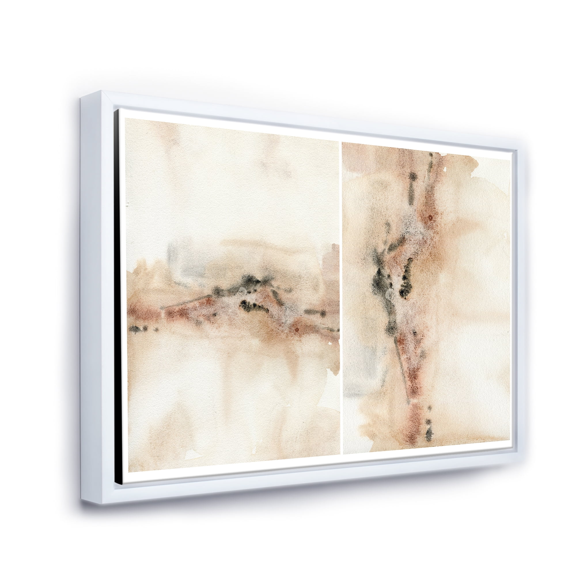 Designart 'Abstract Yelllow Red Beige and Pink Spots Pastel' Modern Framed Canvas Wall Art Print