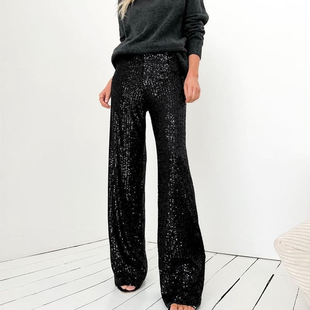 Pantalón de pierna ancha para mujer ropa de calle de fiesta de Color sólido de cintura alta de longitud completa Hugtrwg Para estrenar