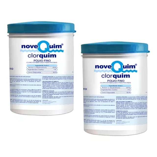 Clorquim Cloro Para Alberca NoveQuim Tricloro En Polvo 1 Kg 2 Botes