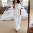 thumbnail image 4 of Women's Casual Loose Fit Round Neck Short Sleeve Solid Color Everyday Dress Comfortable Relaxed Outfit for Spring Summer Fall Womens Casual Trendy Midi Dresses, 4 of 5