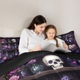 thumbnail image 4 of Homewish Magic Witchy Skull Shelf Twin Bedding for Women, Purple Rose Gothic Print Bedding Comforter Set, Black Reversible, 7pcs, 4 of 7