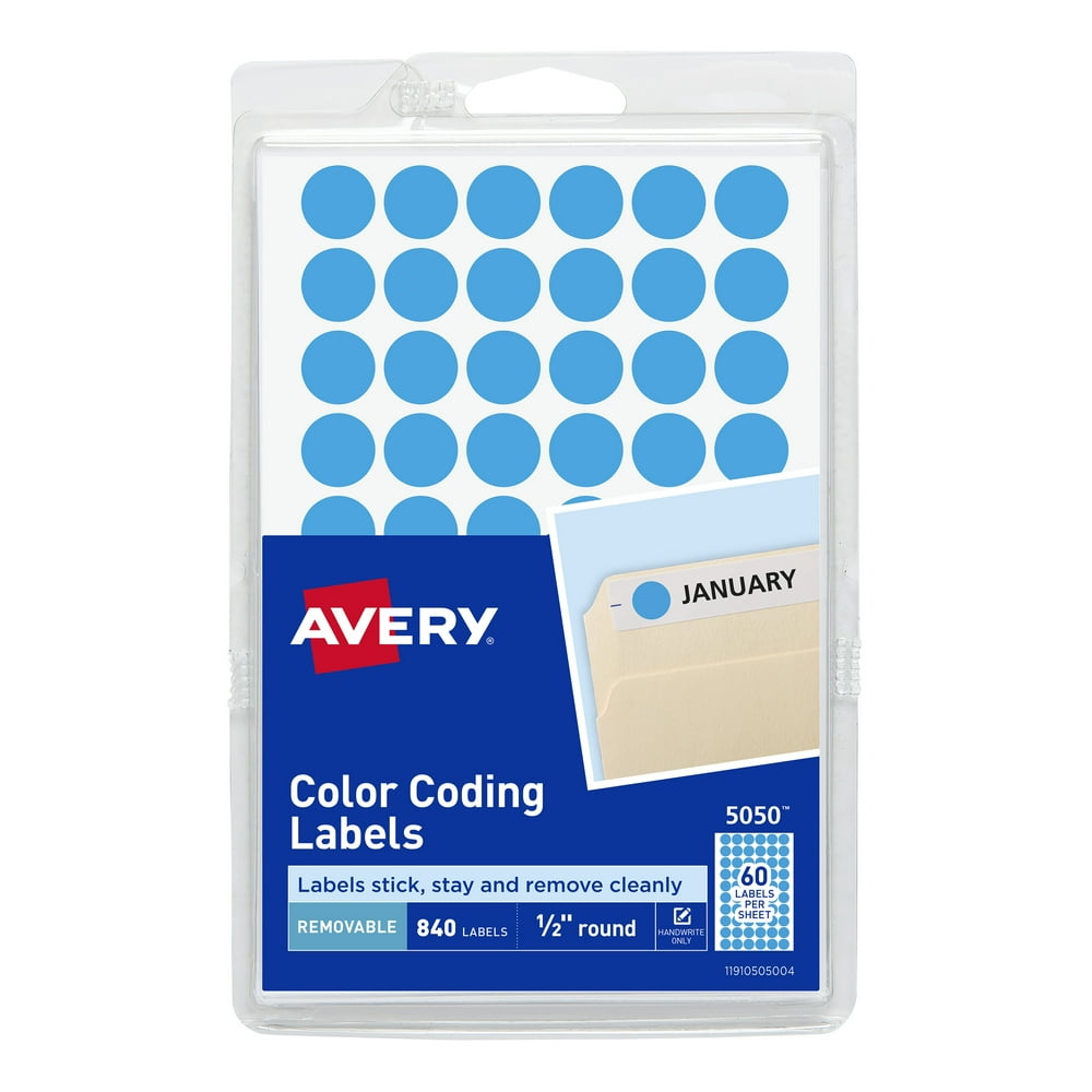 Avery Removable Color-Coding Labels, 1/2