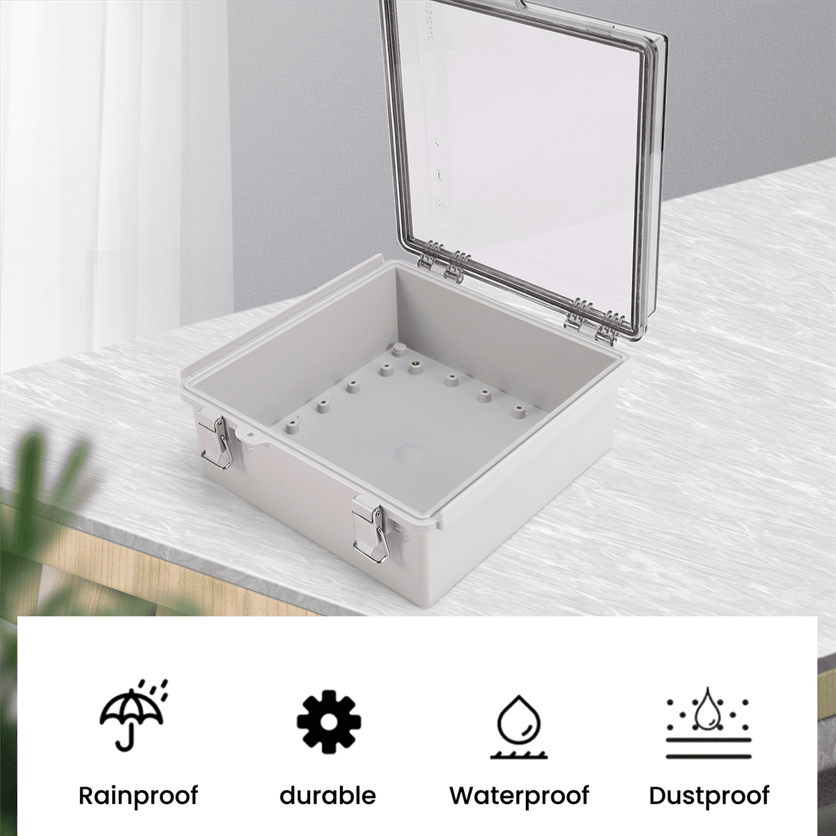 Clear Electrical Enclosure Box Outdoor Plastic Junction Box Weatherproof Electrical Box 210x210x100mm