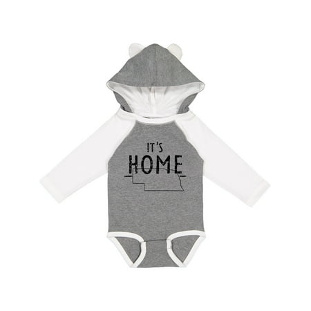 

Inktastic It s Home- State of Nebraska Outline Distressed Text Gift Baby Boy or Baby Girl Long Sleeve Bodysuit