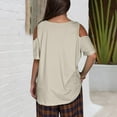 thumbnail image 4 of Miqool Women's Cold Shoulder Tops Summer Short Sleeve V Neck Solid Color Tunic Tops Loose Fit Basic Tees 2024 Casual T Shirts Blouses on Sale Clearance, 4 of 6