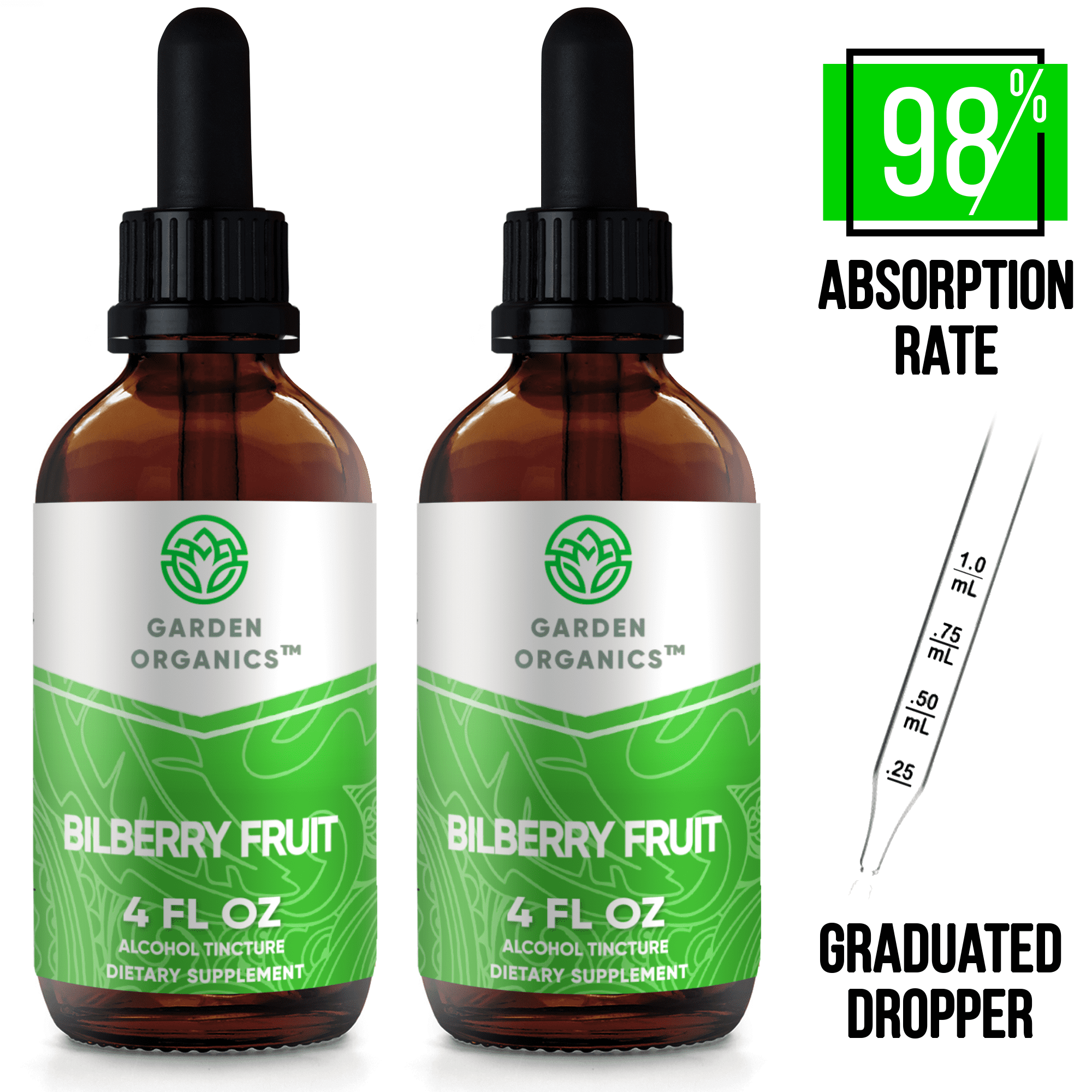 Garden Organics Bilberry Fruit Tincture Alcohol Extract, Organic
