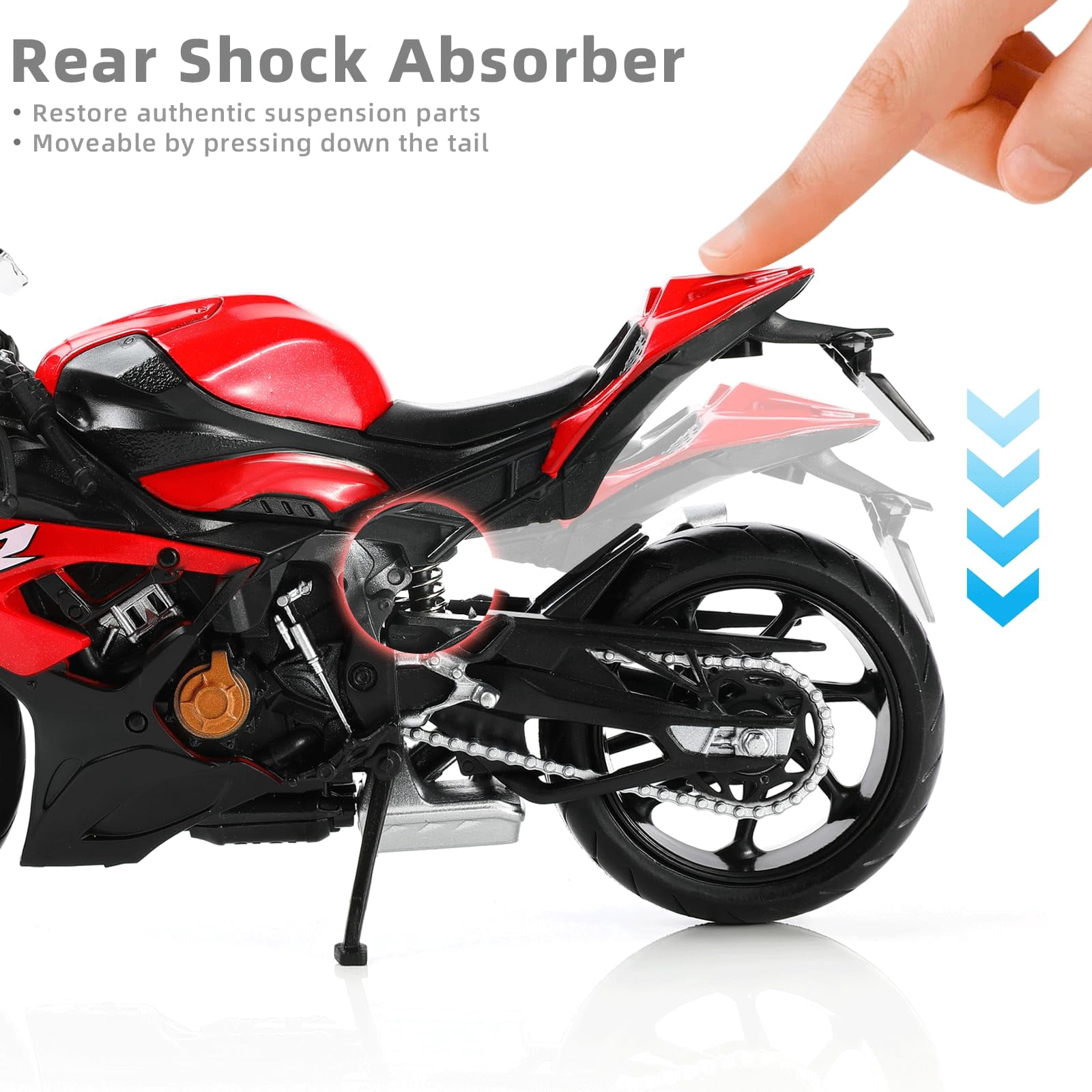 CHUNYAN 1:12 Motorcycle Model Toy for BMW S1000RR Metal Die-cast with Plastic Motorcycle Model No Assembly Required Mini Finished Moto Gift for Adult(White)