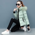 thumbnail image 1 of Chaqueta corta de algodón, abrigo de invierno para mujer, chaqueta de algodón, corte entallado, cuello de piel gruesa, chaqueta pequeña de algodón, 1 of 6
