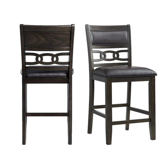 Picket House Furnshings Taylor Faux Leather Counter Side Chair Set in Walnut