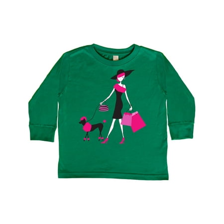 

Inktastic French Girl Fashion Girl Pink Hair Poodle Gift Toddler Toddler Girl Long Sleeve T-Shirt