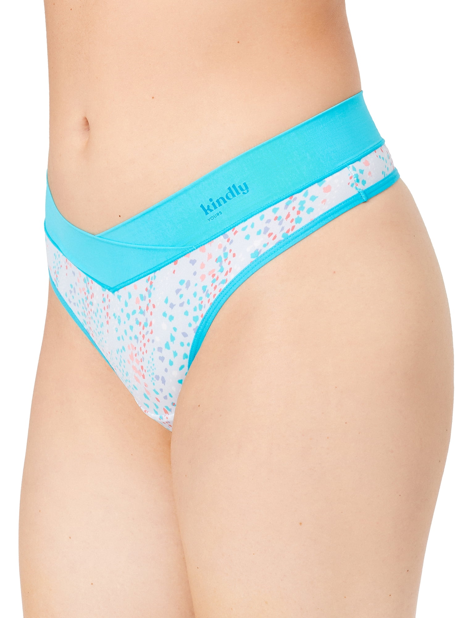Kindly Yours Women's So Comfy Crossover Waist Thong Panties, 2-Pack, Sizes XS-XXXL