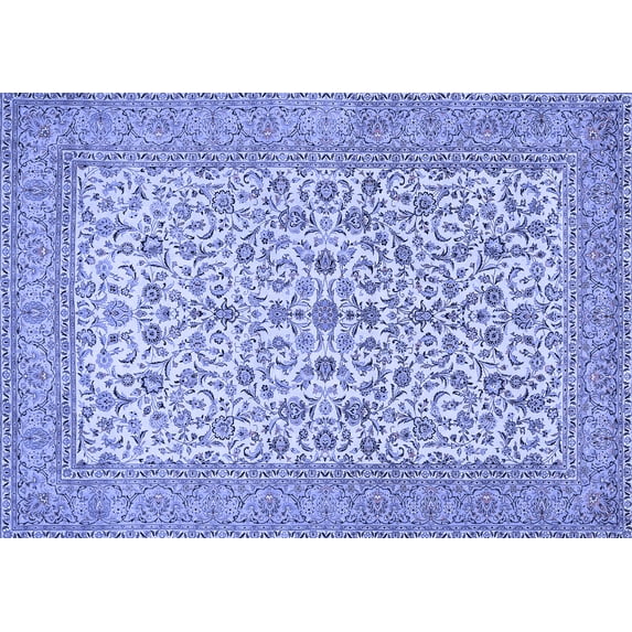 Ahgly Company Machine Washable Indoor Rectangle Persian Blue Traditional Area Rugs, 7' x 9'