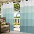 thumbnail image 2 of Outdoor Curtains for Patio Waterproof Ombre Teal Stripes Indoor/Outdoor Curtain Tiebacks Gradient Color Privacy Curtain Sun Block Grommet Drapes for Pergolas Gazebo Porch Balcony 2 Panel 54x84 Inch, 2 of 9
