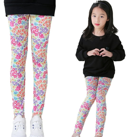 Godderr 1-10 Years Old Girls Stretch Print Leggings,Toddler Stretch Trousers,Kids Milk Silk Trousers,Spring Autumn Leggings Stretch Trousers