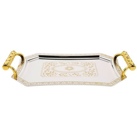 FONDOTIN Metal Serving Plate Stainless Steel Fruit Storage Tray Silver 1Set