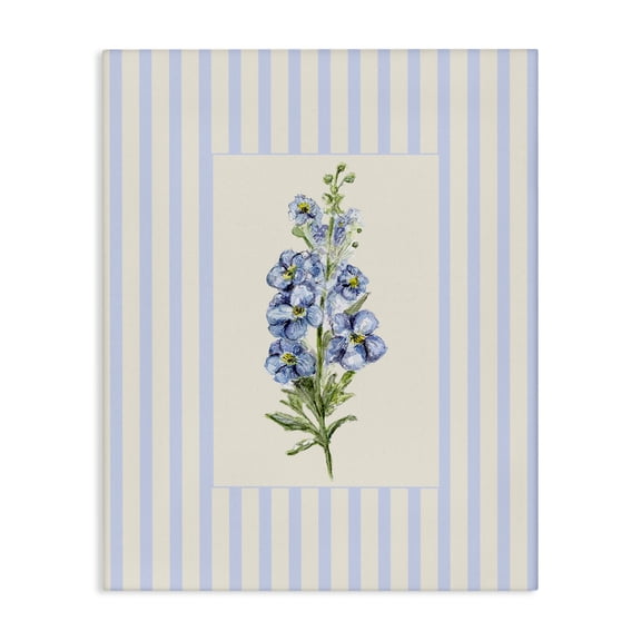 Blue Stripe Larkspur Canvas Wall Art, design by Lisa Wehmeyer