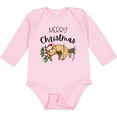 thumbnail image 3 of Inktastic Merry Christmas Cute Sloth with Santa Hat and Lights Boys or Girls Long Sleeve Baby Bodysuit, 3 of 5