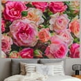 thumbnail image 2 of Shiartex Floral Tapestry Red Flowers Pattern Wall Hanging Tapestry Decor for Wedding Valentine's Day Mother's Day Newborn Girls Birthday Tea Party Decoration Background Studio Props Painting, 2 of 6