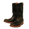thumbnail image 3 of Homchy Half Boots Men Leather Round Head Middle Top Cowhide Cowboy Boots Flat Bottomed Boots, 3 of 5