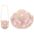 thumbnail image 1 of 2 bolsas de moda para niñas, sombrero de margaritas para el sol, sombrero de playa de verano para niñas, sombrero de paja ondulado, sombrero y bolso para niñas (rosa), 1 of 5