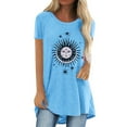 thumbnail image 2 of Mode Femme Décontractée Imprimé Col Rond T-shirt Manches Courtes Ample Blouse Pull, 2 of 5