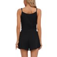 thumbnail image 3 of INSPIRE CHIC Women's Pajamas Loungewear Soft Rounf Neck Spaghetti Strap Top and Shorts Set L Black, 3 of 6