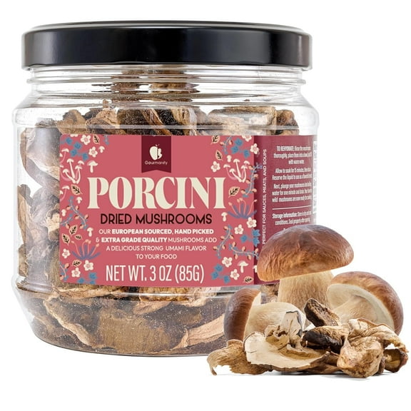 Gourmanity Dried Porcini Mushrooms, Extra Grade European, Gourmet Umami Flavor, 3 oz