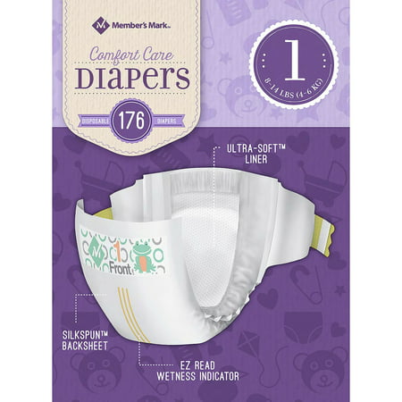 A Product of Member?s Mark Comfort Care Baby Diapers, Size 1, 8 - 14 lbs. (176 ct.) [Skin Soft, Comfortable and Good Sleep Diapers](Babys Best