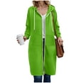 thumbnail image 5 of Kaprioy Long Hoodies For Women Zip Up Double Zipper Fleece Jacket Tunic Sweatshirts Winter Fall Fashion Clothes Oversized Jackets with Pockets Green, XXXXL, 5 of 8