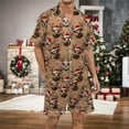 thumbnail image 2 of Men's Pajama Set Comfortable Multicolored Printed Short Sleeved Silk Satin Sleepwear for Relaxation and Holiday Celebrations, 2 of 4