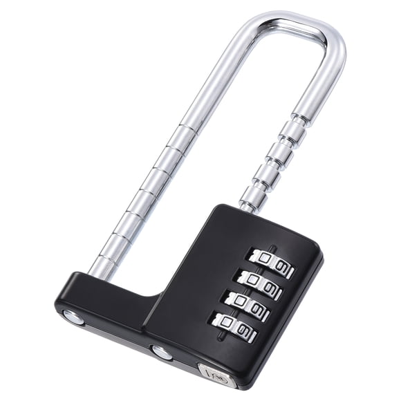 Unique Bargains Cabinet Password Padlock Adjustable Long Shackle Lock 4 Digit Combination Lock Gym Locker Lock, Black