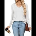 thumbnail image 1 of Blusas de Larga Abullonadas para Mujer, con Cuello en V Plisado, Estilo Túnica de Otoño, Elegantes, Informales, Holgadas, para Verano XXL, 1 of 9