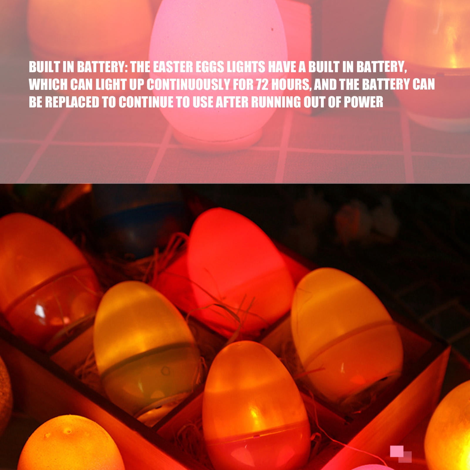 Yajisi 12Pcs Light-Up Easter Eggs, Glowing LED Plastic Eggs with Built-In Batteries, Warm Light Holiday Decor, 2.4x1.8in