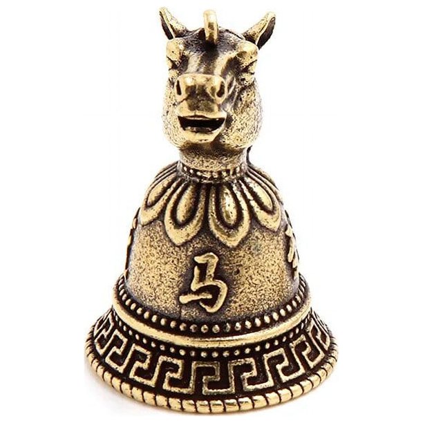 LLavero de latón chino con cabezas de animales del zodiaco, colgante de campana, joyería Vintage de cobre, Feng Shui, llavero de coche, regalo