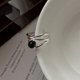 thumbnail image 3 of Anillo de múltiples líneas de ágata negra ENTASSER plata esterlina S925 abierto geométrico, 3 of 5