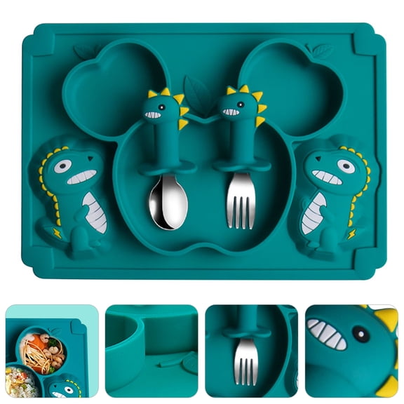 OULII 1 Set of Silicone Plates for Toddlers in Green Microwave Safe Material for Visiting Friends