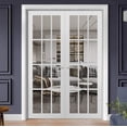 thumbnail image 5 of Sartodoors Solid French Double Doors, 12-Lite Clear Glass Panels, Wood with Regular Panel Frame Trims, Sturdy White Silk Finish for Bathroom/Bedroom | Felicia 3355 | Size:60"x84", 5 of 7