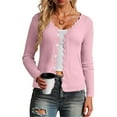 thumbnail image 2 of GEWSEY Womens Cropped Cardigan Knit Shrugs for Dresses Tops V Neck Button Down Cardigans Sweaters (Light Pink, L), 2 of 9