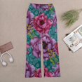 thumbnail image 6 of Watercolor Floral Teal Background Pattern for Women Casual Lightweight Straight Leg Pants Comfy Women's Trousers, 6 of 8