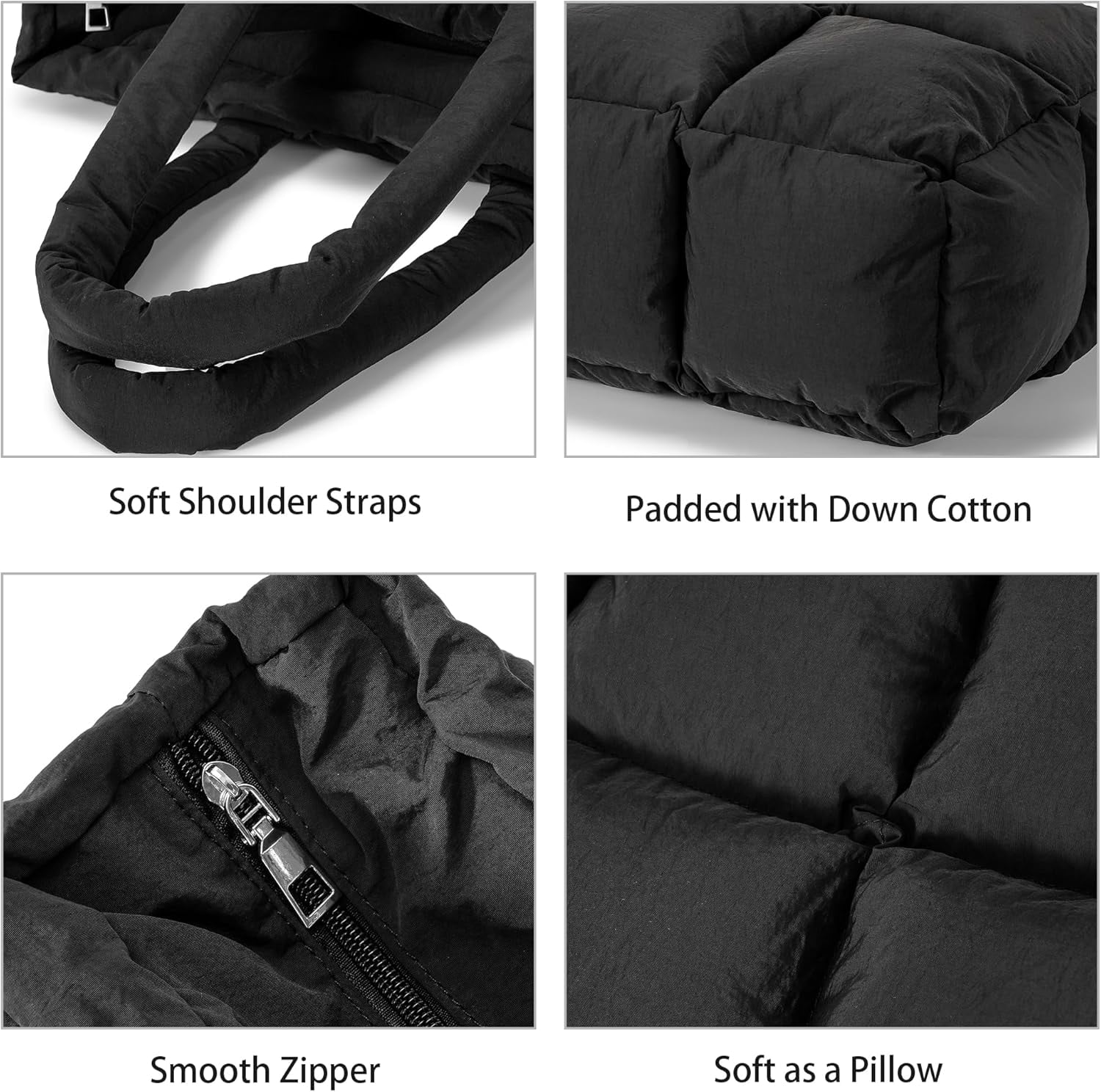 JennyShop Large Capacity Fashion Quilted Puffy Handbag, Herald Puffer Tote Bag for Women, Lightweight Satchel Purse for Working Travelling Gym Shopping
