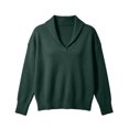 thumbnail image 5 of XIAONU Solid Shawl Collar Ribbed Knit Sweater For Women Loose Long Sleeve Daily Pullover Shirts, 5 of 5
