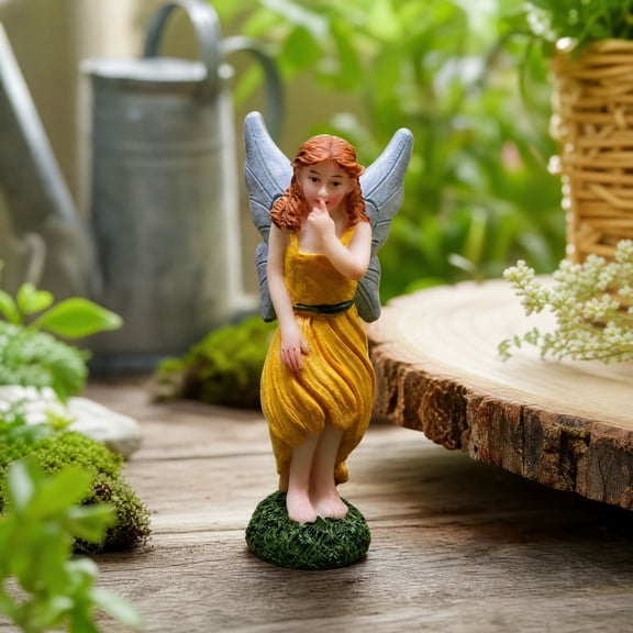 Eliaeconx Miniature Resin Fairy Figurines, Garden Ornaments, Small Outdoor Statues for Terrarium, Flower Pot, Yard, Fairy Garden Decor